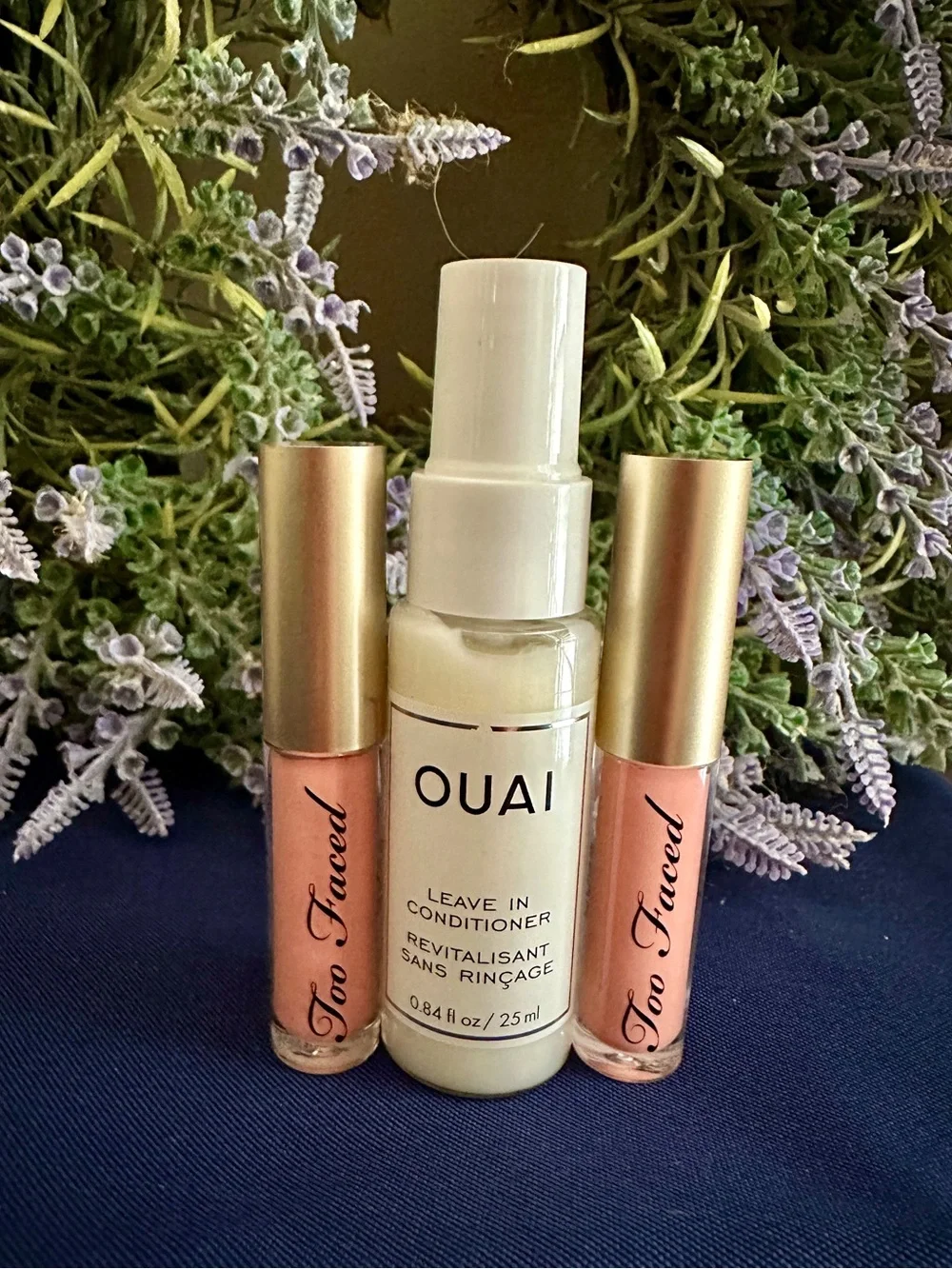 OUAI Leave-In Conditioner Spray - 2 Too Faced Lippies in Naked Dolly